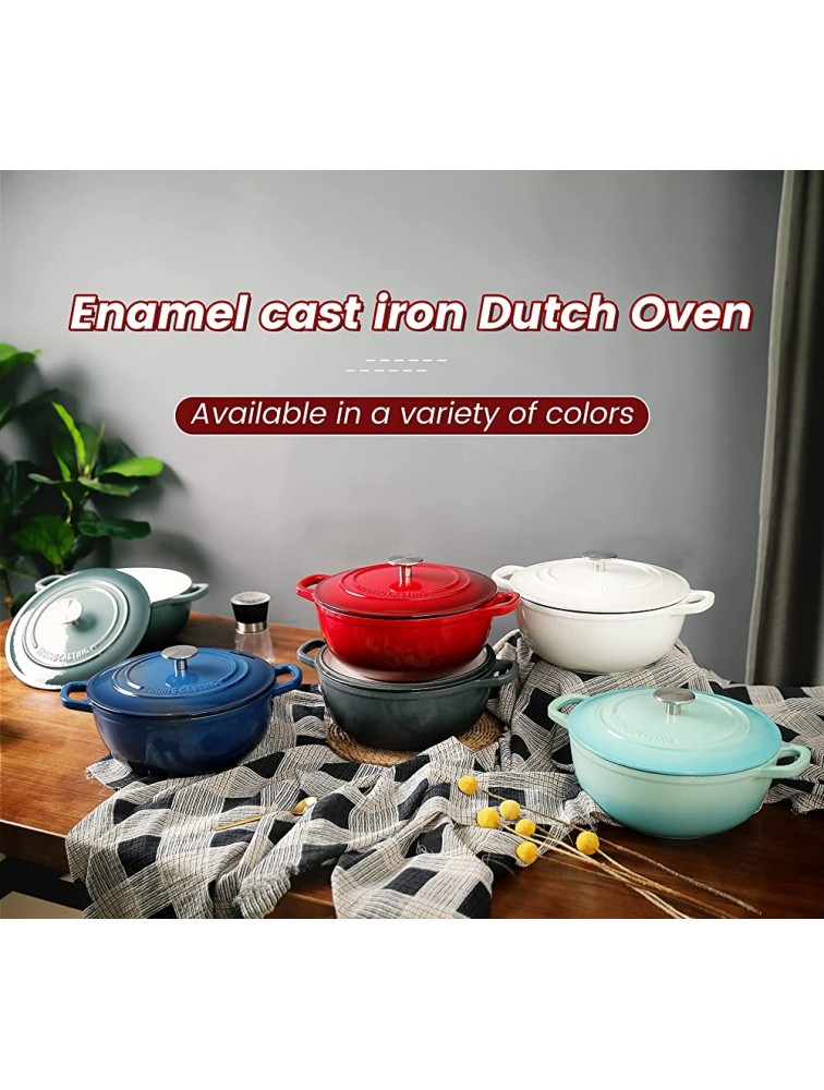 Enameled Cast Iron Dutch Oven EDGING CASTING 5 Quart Enameled Dutch Oven Pot Suitable For Variety Stovetops White - B2LRK18Y8