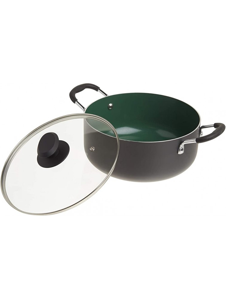 Gibson Home Eco-Friendly Hummington Forged Aluminum Non-Stick Ceramic Cookware with Soft Touch Bakelite Handle 5-Quart Dutch Oven Grey and Green - BOI9AN9Q7