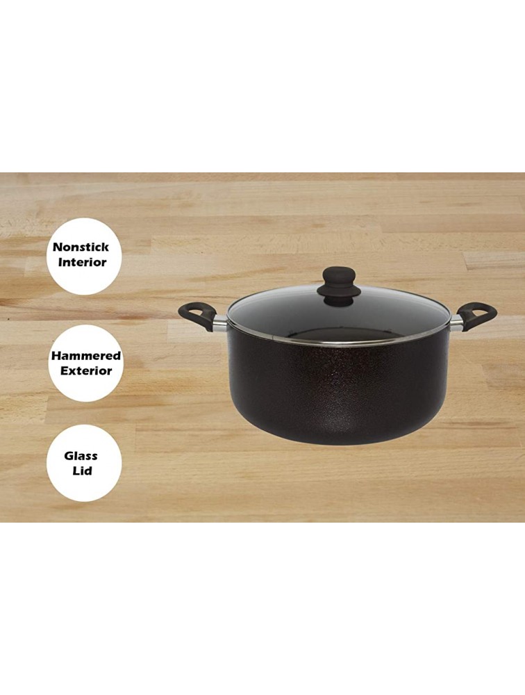 IMUSA USA 10Qt Nonstick Hammered Exterior Dutch Oven with Glass Lid - B2K77UJHZ