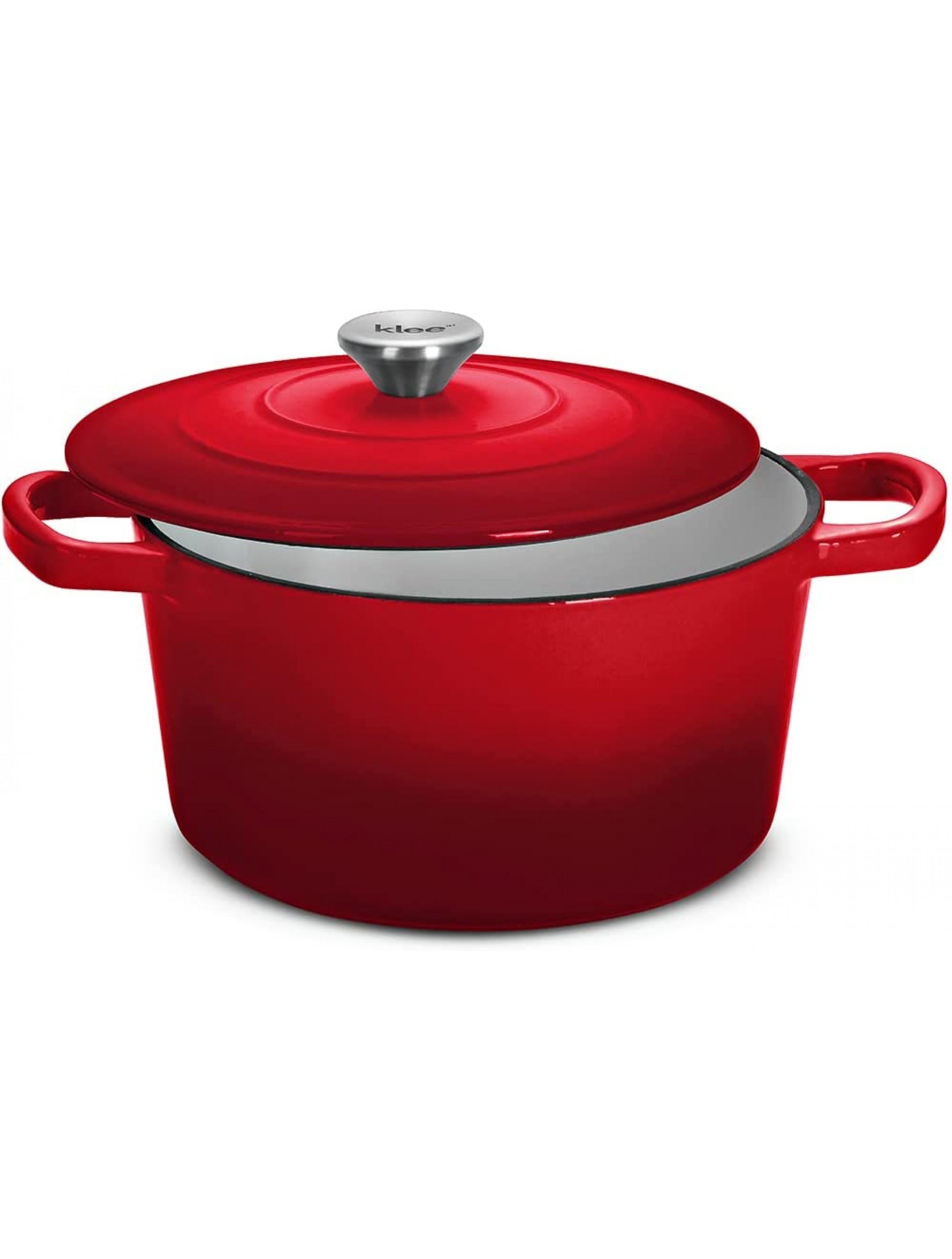 Klee 4-Quart Dutch Oven Pot with Self-Basting Lid Red Heavy-Duty Enameled Cast Iron Dutch Oven Casserole Dish for Braising Broiling Baking Frying and More Oven-Safe Up To 500°F - BXGLZYBB8