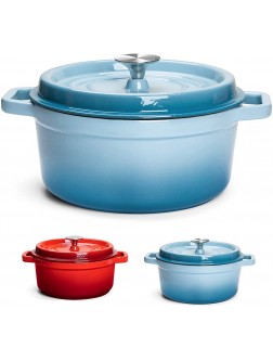 MICHELANGELO 4 Qt Dutch Oven Enameled Cast Iron Dutch Oven Pot with Lid Enamel Dutch Oven Cast Iron 4 Quart Dutch Oven for Bread Baking Enameled Dutch Oven Set with Silicone Accessories Blue - B8XFKPOFG