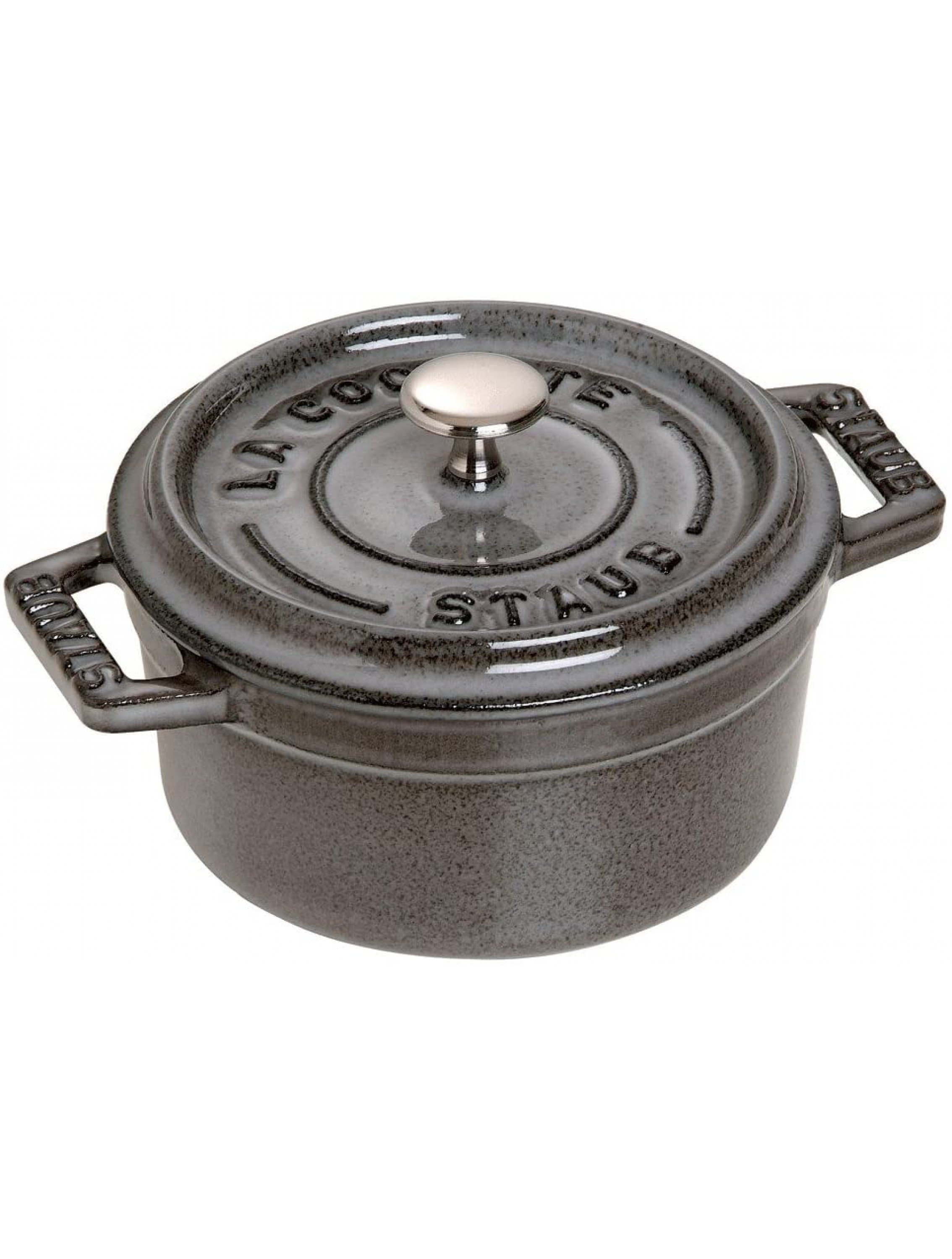 Staub Cast Iron 0.25-qt Mini Round Cocotte Graphite Grey Made in France - BX7UD32X1