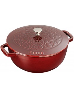 Staub Cast Iron 3.75-qt Essential French Oven with Lilly Lid Grenadine - B11D8RPSU
