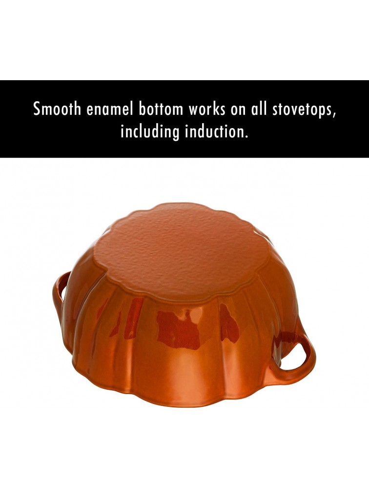 STAUB Cast Iron Pumpkin Cocotte Dutch Oven 3.5-quart Burnt Orange Made in France - BJR6CN8HN
