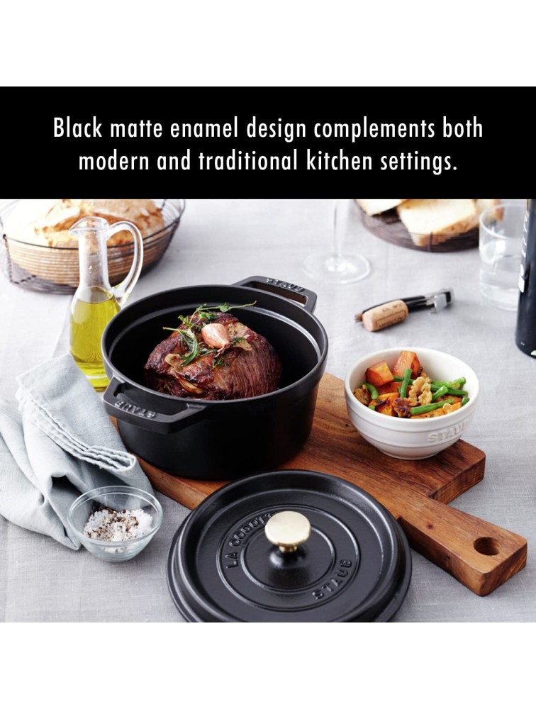 STAUB Cast Iron Round Cocotte 5.5-quart Black Matte Made in France - BNJTMX9JH