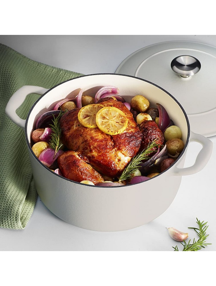 Tramontina Covered Round Dutch Oven Enameled Cast Iron 5.5-Quart Matte White 80131 035DS - BP93FUNAO