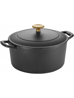 Tramontina Dutch Oven Cast Iron 5.5 Qt Matte Black with Gold Stainless Steel Knob 80131 084DS - BUSHE80TL