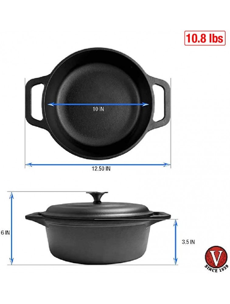 Victoria Cast Iron Dutch Oven with Lid. Stock Pot with Dual Handles Seasoned with 100% Kosher Certified Non-GMO Flaxseed Oil 4 Quart Black - B77Q0Q3CE
