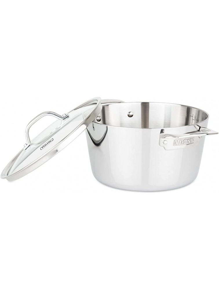 Viking Contemporary 3-Ply Stainless Steel Dutch Oven with Lid 5.2 Quart - B468FEVEE