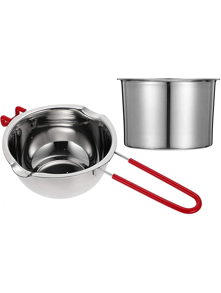 1 Set Stainless Steel Double Boiler Pot Chocolate Melting Pot for Melting Chocolate Candy and Candle Making Silver - B8MEOC8HE