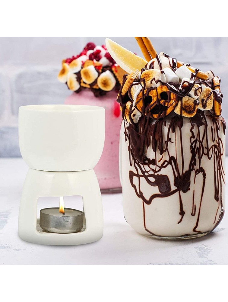 Ceramic Butter Warmers with Tealight Candles and 2pcs Forks Dipping Sauce Warmers for Melting Chocolate Candy - B0HMSOJQD