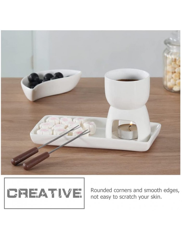 Chocolate Melting Pot Butter Warmer: Ceramic Fondue Pot Cheese Candy Wax Candle Melter with Forks Kitchen Cooking Tools - BWZR20MVO