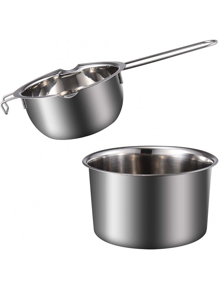 EXCEART 1 Set Double Boiler Pot Stainless Steel Water Boiling Melting Pot with Dual Pour Spout for Candle Butter Chocolate Cheese Caramel 400ml - BGKRCR78K