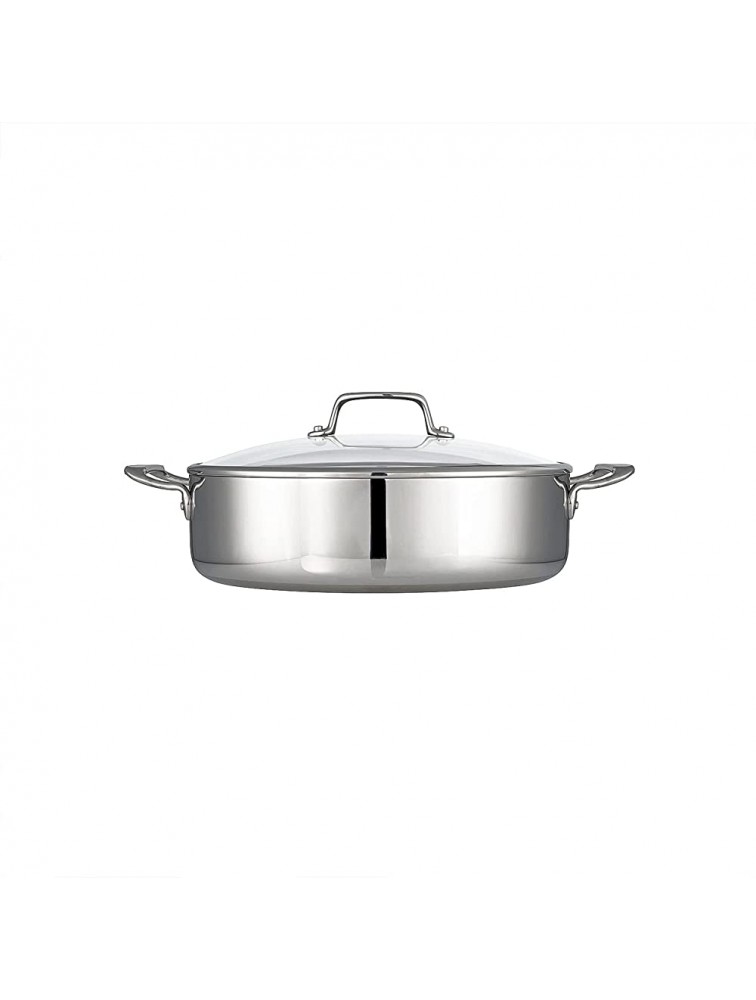 6 Qt Covered Stainless Steel Braiser Pan Its tight-fitting lid and tall sides lock in moisture and flavor creating savory tender meats for the family or small kitchens. - BA7BNIFPJ