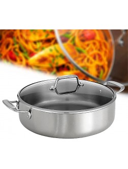 6 Qt Covered Stainless Steel Braiser Pan Its tight-fitting lid and tall sides lock in moisture and flavor creating savory tender meats for the family or small kitchens. - BA7BNIFPJ