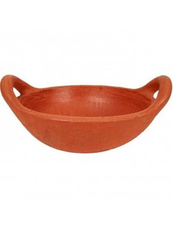 Clay Pottery Mud Pot red clay handi cheena chatty frying pan Handi 1 L Earthenware - BQ7KSNTDC