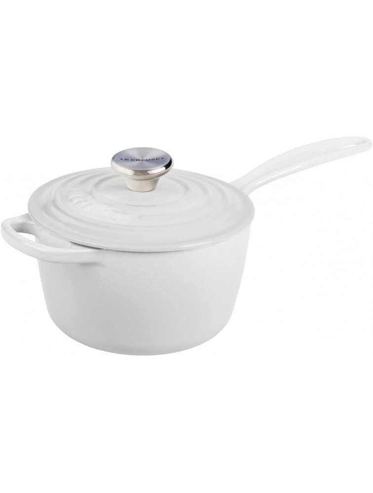 Le Creuset 3 3 4 Qt. Signature Braiser w Engraved Personalized Stainless Steel Knob White - BJ6P8USFG