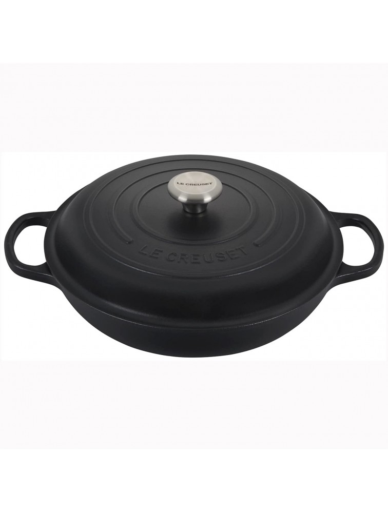 Le Creuset 3.5 Qt. Signature Braiser w Engraved Personalized Stainless Steel Knob Licorice - BEEZK1T16