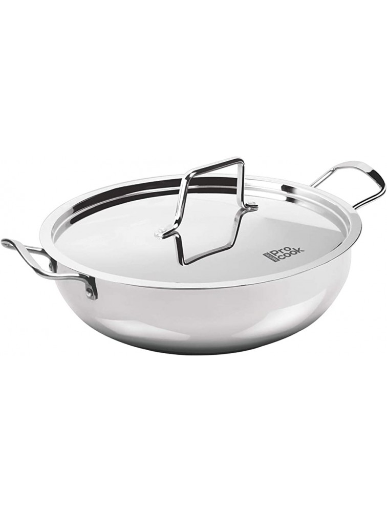 Milton Pro Cook Stainless Steel Kadhai With Lid 22 cm 2.3 Litre Silver - B7KYBGKW6