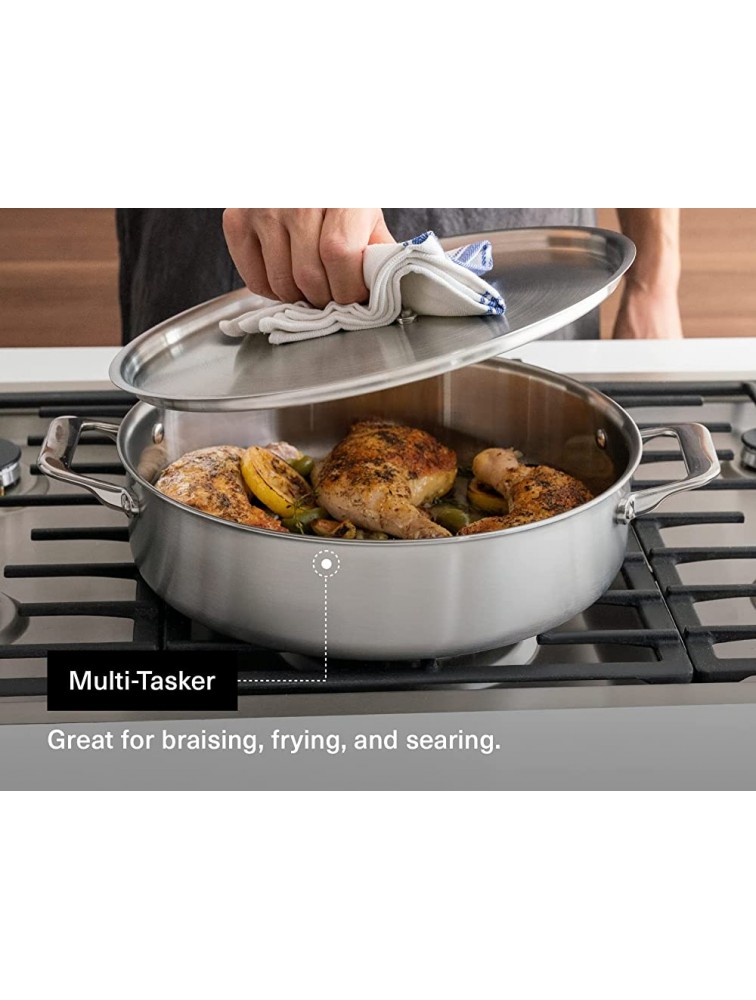 Misen 6 Quart Stainless Steel Rondeau Pot with Lid 5-Ply Steel Braiser Pan with Handles - B3EPLHIAU