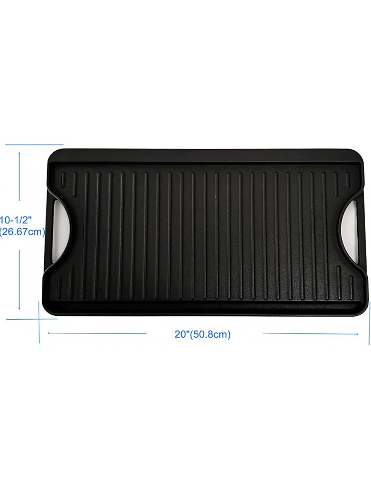BBQ Grill Non-Stick Cast Iron Camp Griddle 20-inch Plancha Reversible Cast-Iron Grill Griddle Pan for Gas Range Grill Stovetop Camp Fire - BKLVG95WI