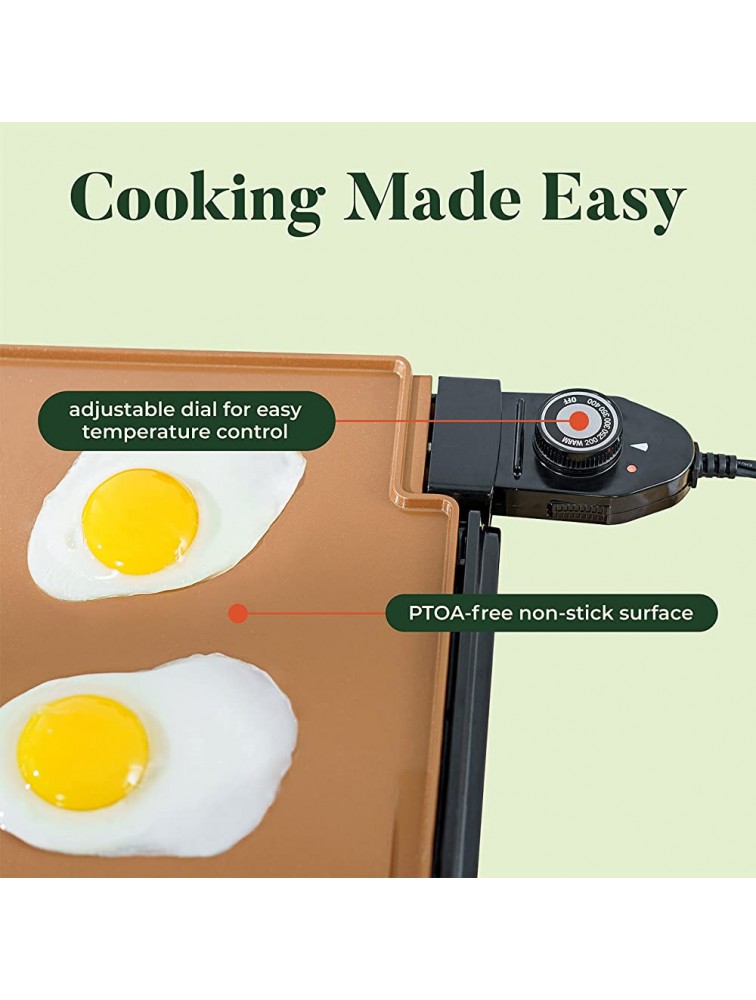 BELLA XL Electric Ceramic Titanium Griddle Make 10 Eggs At Once Healthy-Eco Non-stick Coating Hassle-Free Clean Up Large Submersible Cooking Surface 12 x 22 Copper Black - B78E3GIN7