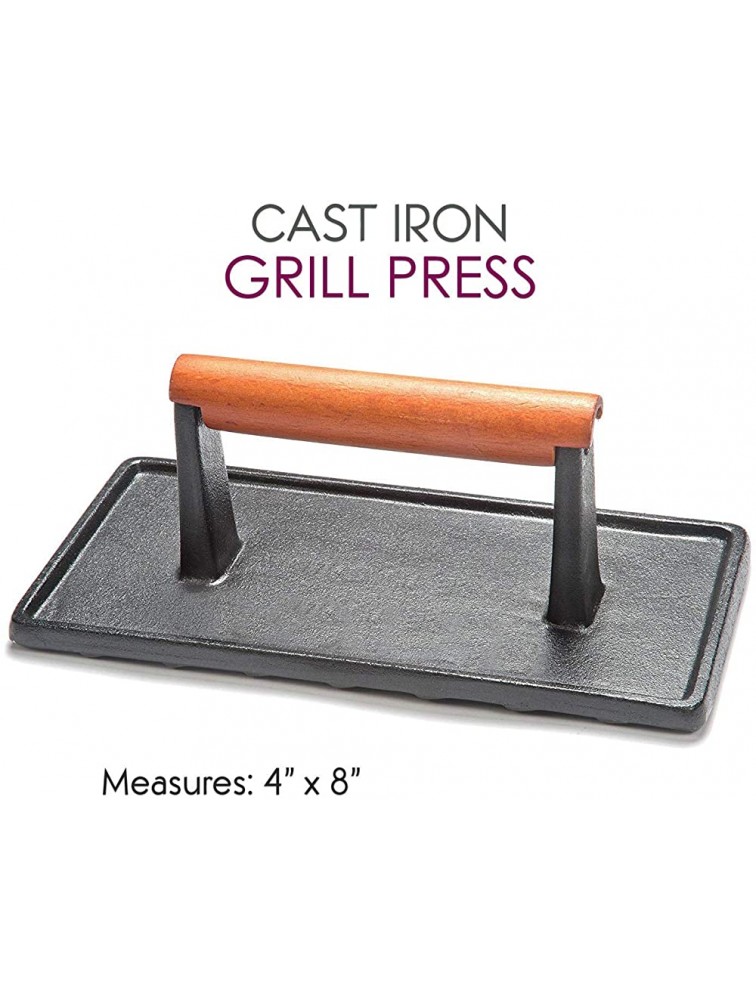 Cast Iron Griddle with Accessories Includes Reversible Cast Iron Griddle Grill 17 x 9 Cast Iron Grill Press 4x 8 And Two Durable Grill Pan Scrapers black with griddle ridges - BJZGQGE5V