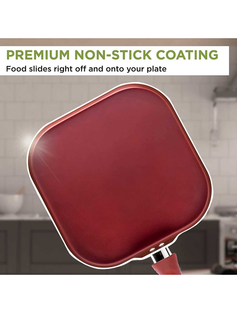 Ecolution Non-Stick Griddle Pan Dishwasher Safe Silicone Handle Specialty Cookware for Family Griddle-11 Inch Crimson Sunset - BP4DH383W