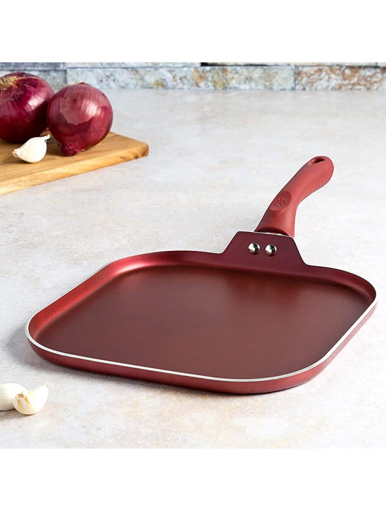 Ecolution Non-Stick Griddle Pan Dishwasher Safe Silicone Handle Specialty Cookware for Family Griddle-11 Inch Crimson Sunset - BP4DH383W