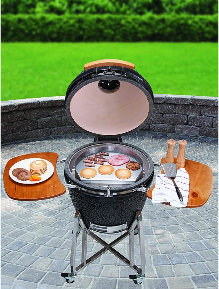 Little Griddle KQ-17-R Stainless Steel Outdoor BBQ Griddle 17 x 14 For Charcoal Kettle and Kamado Grills Fun to Use Easy to Clean - B97XQF213