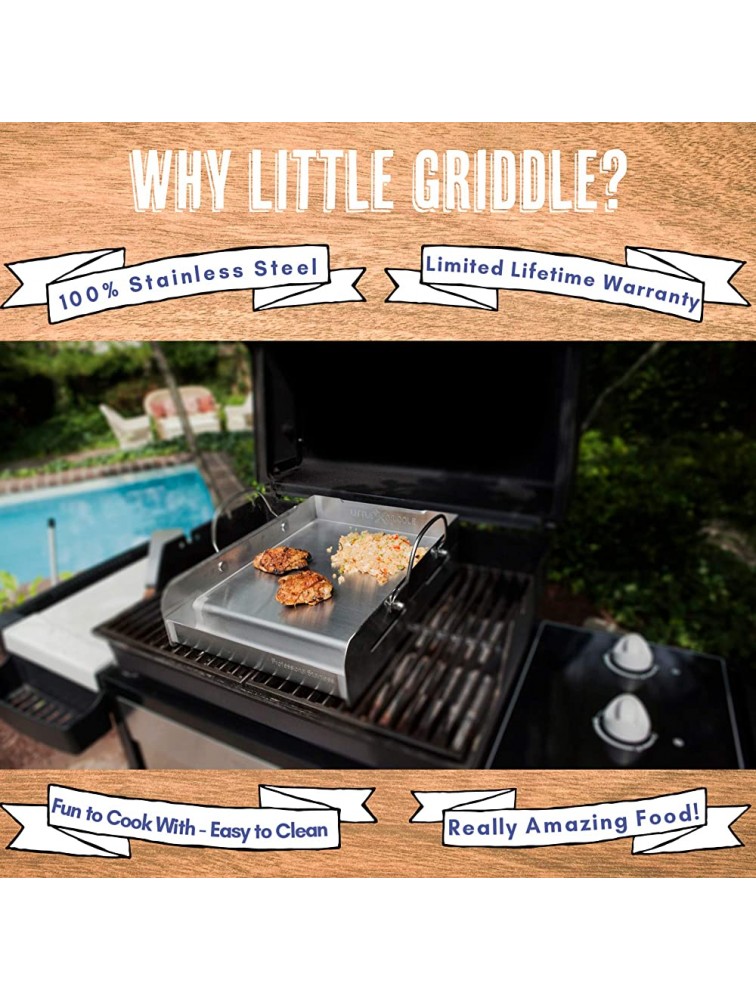 Little Griddle KQ-17-R Stainless Steel Outdoor BBQ Griddle 17 x 14 For Charcoal Kettle and Kamado Grills Fun to Use Easy to Clean - B97XQF213