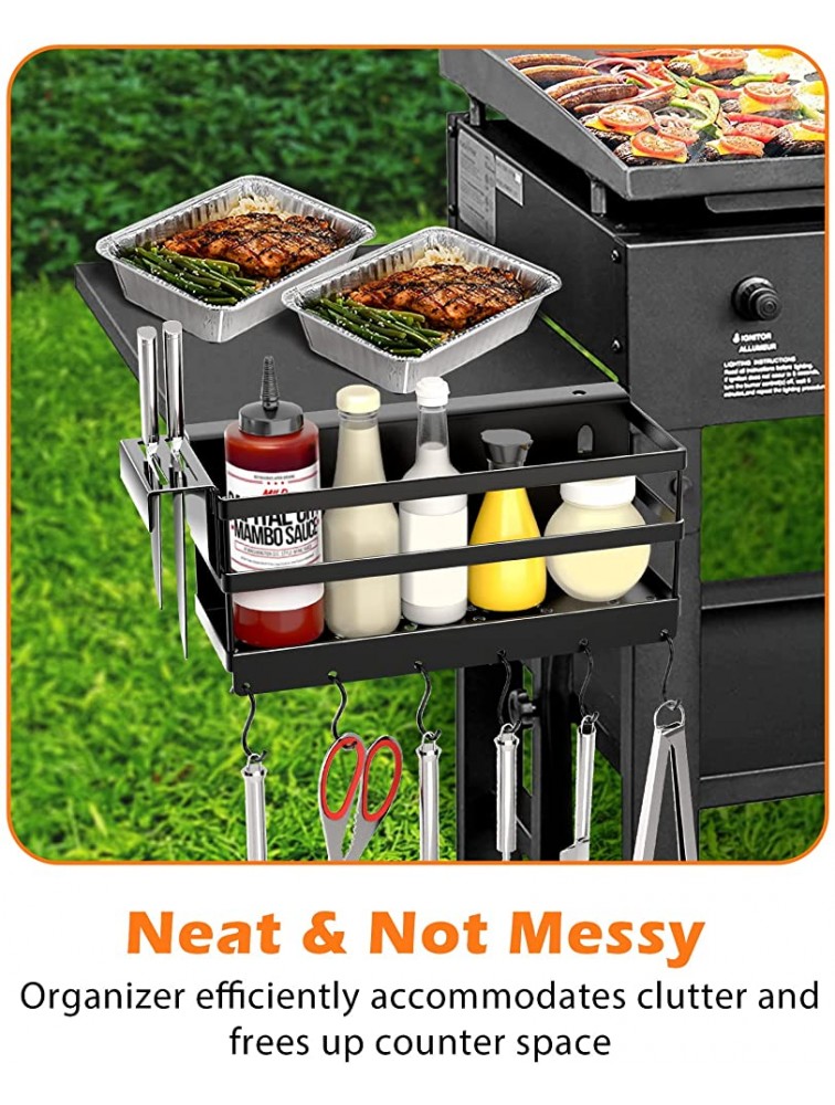 SHAPON Upgraded Griddle Caddy for 28 & 36 Blackstone Griddle Accessories Organizer for Clean & Organized Workspace Easy Install No Drill BBQ Griddle Accessories Storage Box Space Saving - BTSXS60TT