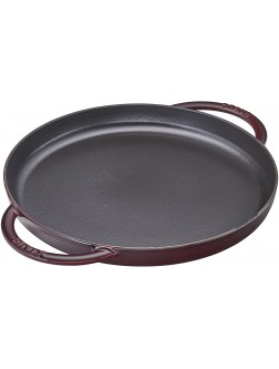 Staub Cast Iron 12-inch Round Double Handle Pure Griddle Grenadine Made in France - BW4EQWXWS