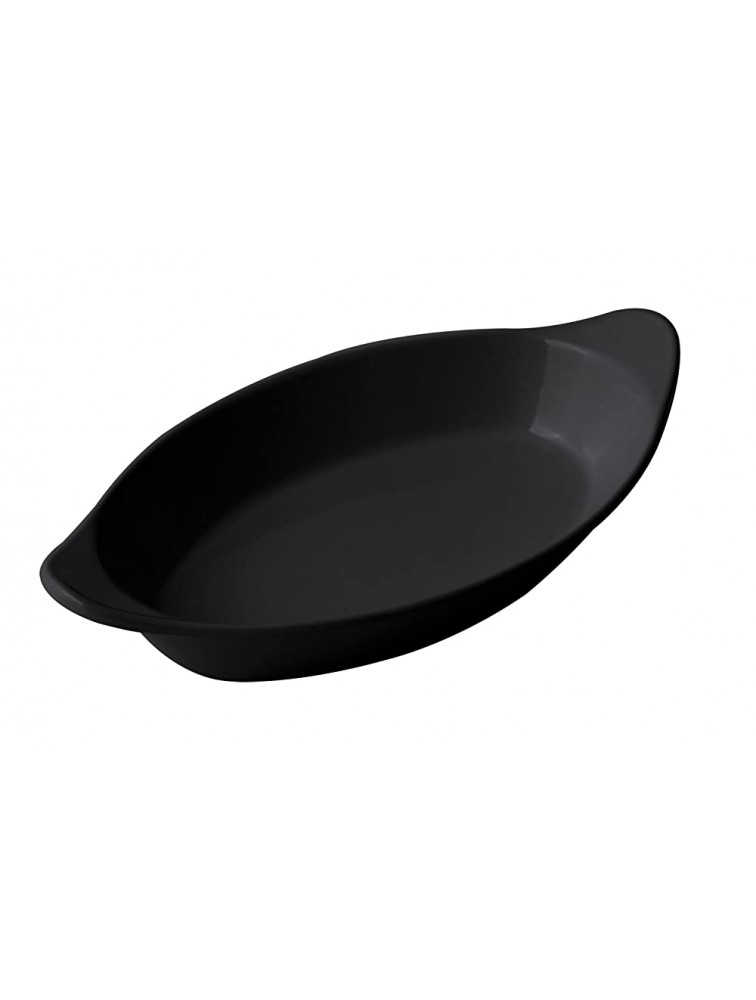Bon Chef 5021BLK Aluminum Oval Augratin Dish 16 oz Capacity 9-1 4" Length x 5-1 4" Width Black Pack of 12 - BIFH12HVD