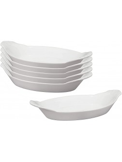 HIC Harold Import Co. HIC Oval Au Gratin Baking Dishes Fine White Porcelain 10-Inch Set of 6 - BAT6SCV6L