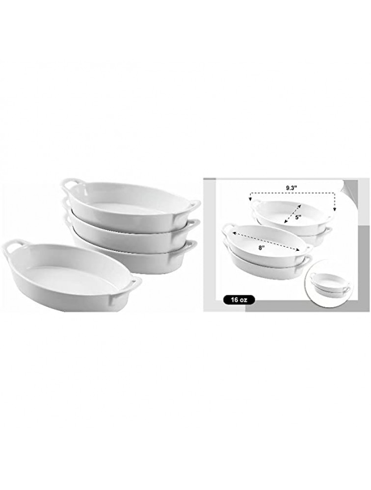 Porcelain Bakeware Set of 4 Oval Au Gratin Baking Lasagna Dishes White de - BDR0F9H6F
