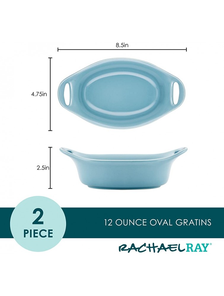 Rachael Ray Ceramics Au Gratin Set Oval Two 12-ounce Agave Blue - BC131J2D3
