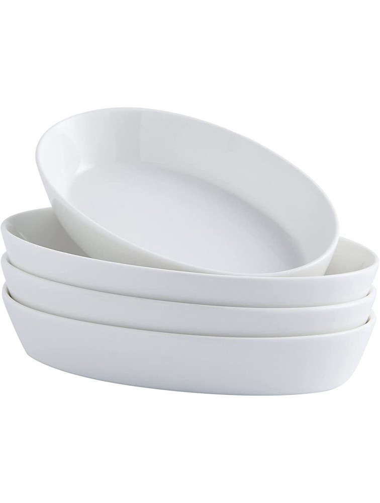 UIBCWN Oval Au Gratin Baking Dishes Porcelain 7.5''x4.5'' Baking Dish Oven Safe Roasting Lasagna Pan Ceramic Bakeware Ideal for Crème Brulee 11.5oz Set of 4 - BEILEJX4J