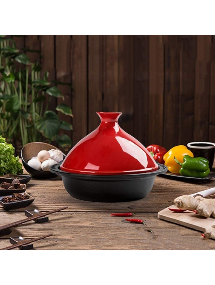 Chinese pottery -Cooker Pot 1.5L Home Cast Iron Cooker Pot|Cooking Pot with Ceramic Lid and Cast Iron Base|for Stew Casserole Slow Cooker Color : Red - B1NY21DZ1