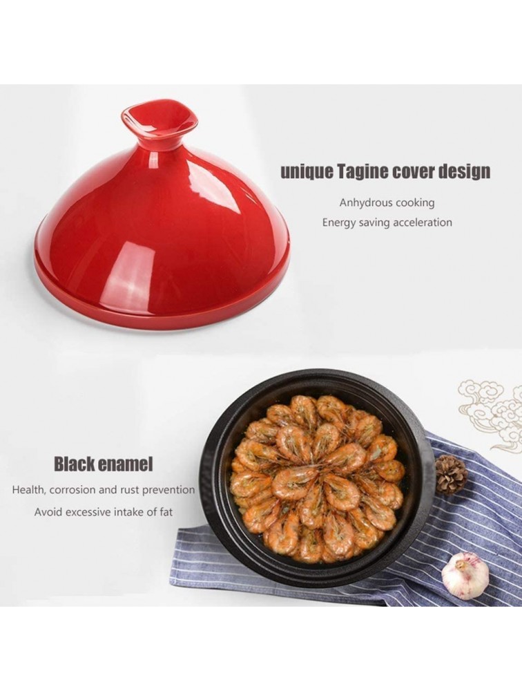 Chinese pottery -Cooker Pot 24Cm Tagine Pot|Ceramic Casserole with Lid|Slow Cooker Without Lead Cooking Healthy Food|for Most Open Flame Cookware Color : Red - BVEAJPTRW