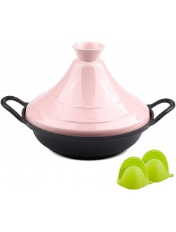 Chinese pottery -Cooker Pot Cast Iron Tagine Pot|for Different Cooking Styles|Non-Stick Cooker Pot with Enameled Cast Iron Base and Silicone Gloves,27cm Color : Gray - B62CG2X5W