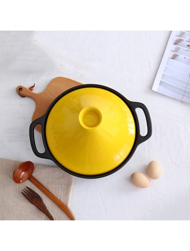 Chinese pottery -Cooker Pot Yellow Cooking Pot Tagine Pots|High temperature resistance Ceramic Casserole|Slow Cooker with 2 Handle and Lid for Home Kitchen - BJUDJTPSQ