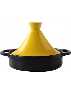 Chinese pottery -Cooker Pot Yellow Cooking Pot Tagine Pots|High temperature resistance Ceramic Casserole|Slow Cooker with 2 Handle and Lid for Home Kitchen - B4OMKHPQ9