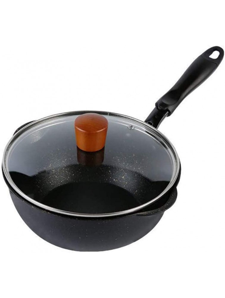 FBWSM Black Non-Stick pan with lid Household Frying pan with Wok Japanese Style Small Wok Induction hob Gas hob general-26cm - B622GZDSG