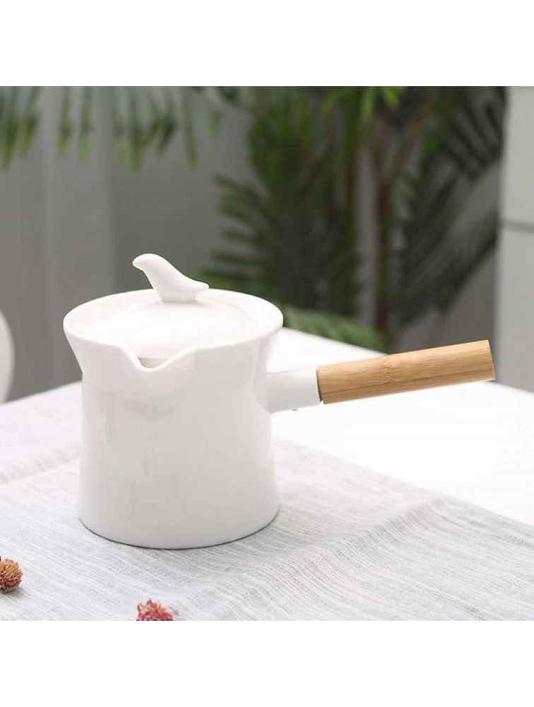 Mini Milk Pot Non-Stick Ceramic Milk Pan with Wooden Handle Casseroles with Spout Flower Teapot-750ml - BCX3AEJ6G