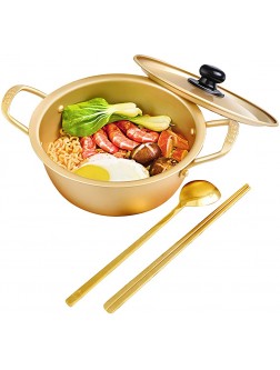 AIZYR Korean Ramen Ramen Noodles Pot with Lid Spoon and Chopsticks Aluminum Soup Pot with Handle for Home and Outdoor,16cm - BF5WC16CD