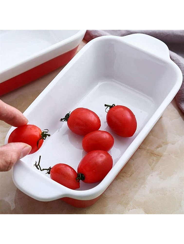 Baking Dish for Cooking Bakeware 8.5 Inch Ceramic Rectangular Binaural Baking Tray Home Baked Rice Cake Tray Oven bakeware Color : Red+white Size : 22.5x11x5.5cm - BR9AF35SH