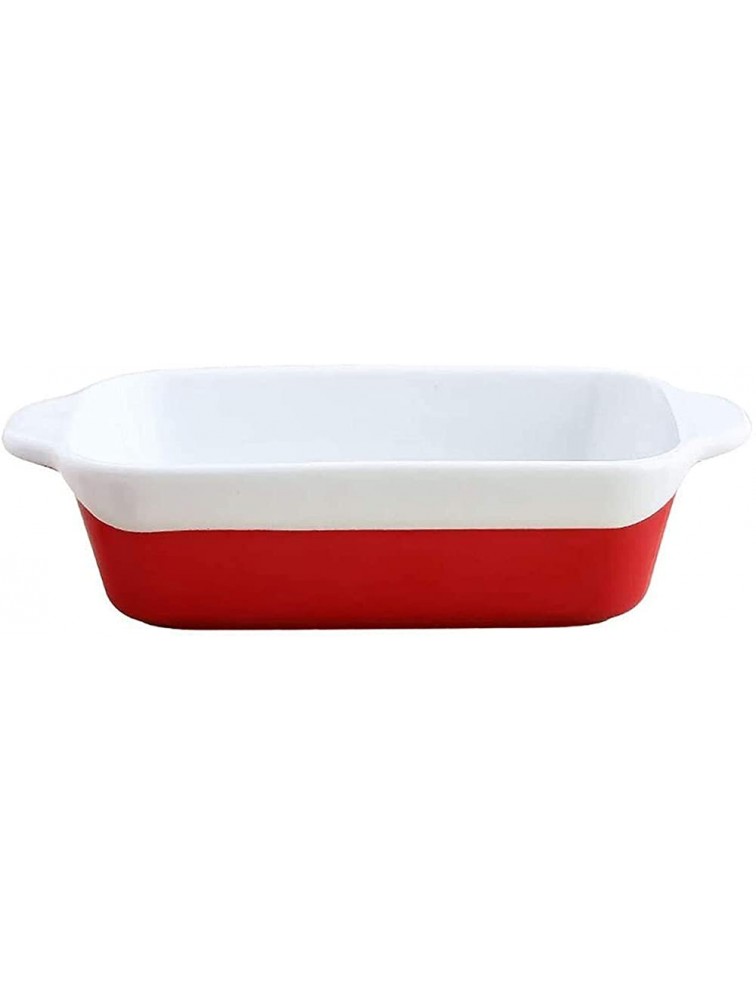 Baking Dish for Cooking Bakeware 8.5 Inch Ceramic Rectangular Binaural Baking Tray Home Baked Rice Cake Tray Oven bakeware Color : Red+white Size : 22.5x11x5.5cm - BR9AF35SH
