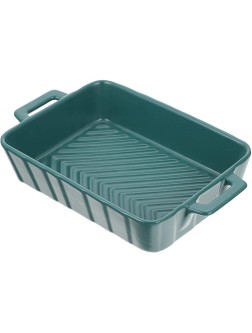 FRCOLOR Ceramic Baking Dish Non- Stick Rectangular Cake Pan Cookware Dish with Double Handles Serving Dish Lasagna Pan for Apple Pie Cheesecakes Kitchen Dinner Supplies Dark Green - BR5NP3LN4