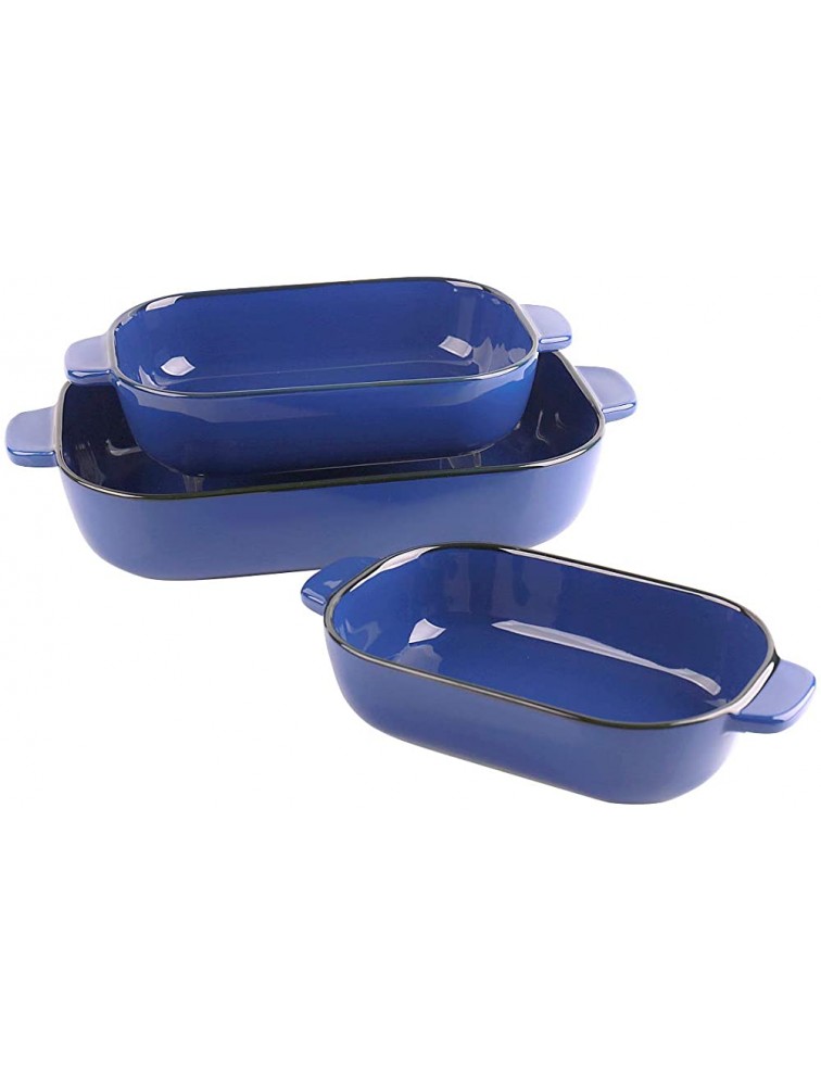 Kvv Ceramic Bakeware Set of 3 Piece Retangular Baking Pan,Baking Dishes Lasagna Pans for Cooking Kitchen Cake Dinner Banquet and Daily Use 13 x 9 Inches Valentine's Day GiftBlue - B8CPNOH7T